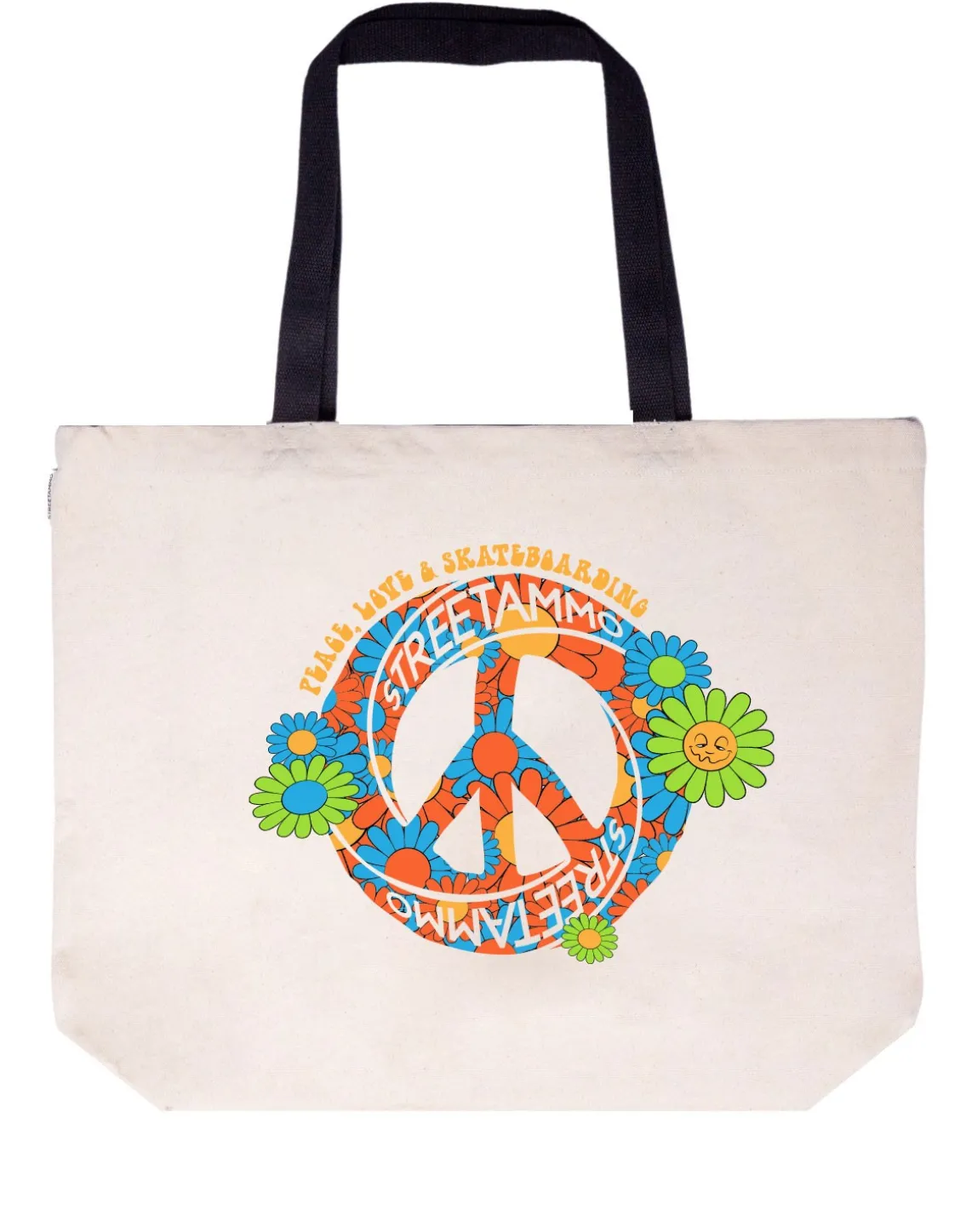Peace, Love & Skateboarding Tote Bag